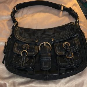 COACH Legacy signature Black shoulder hobo handbag F 0869-12596